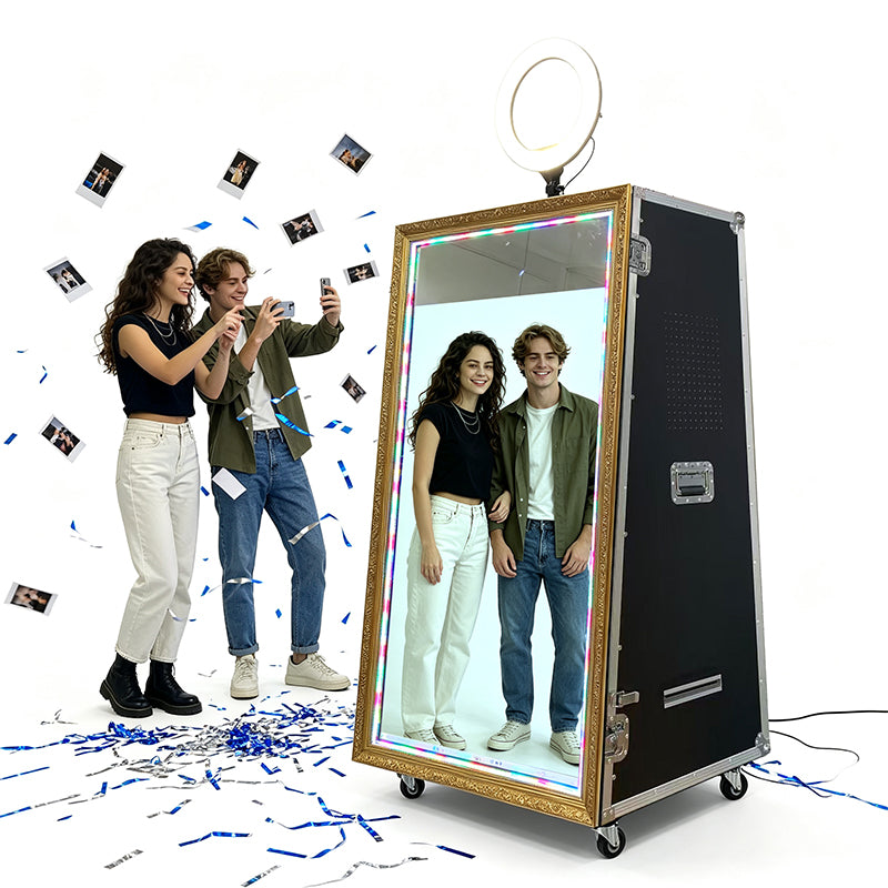 55" Magic Mirror Photo Booth | Flight Case Magic Mirror Selfie Station For Wedding, Party & Event Rental