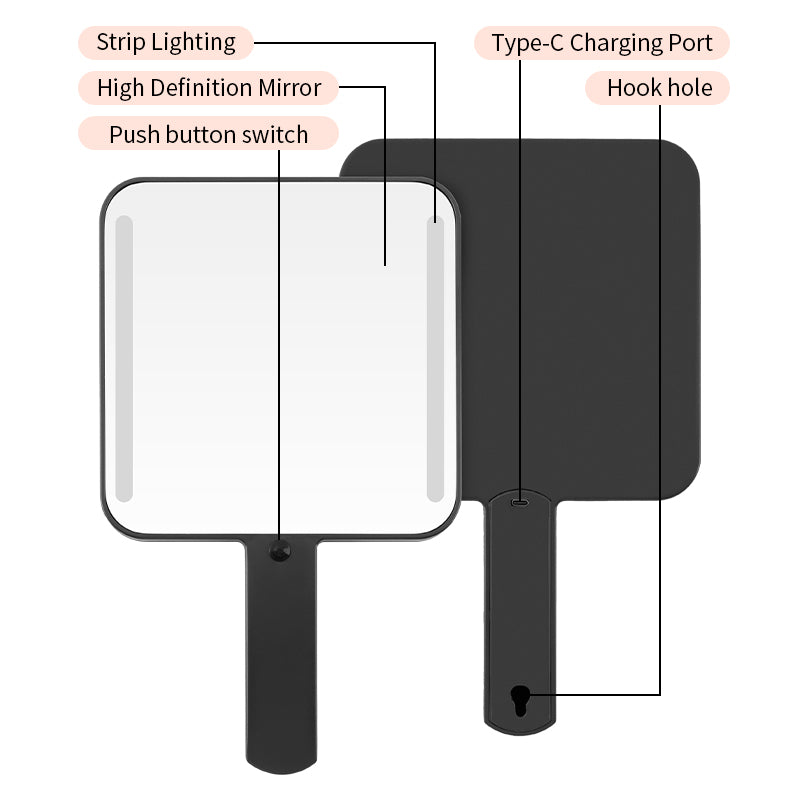 OEM/ODM 2024 New Arrival Handheld Makeup Mirror with Built-in Light