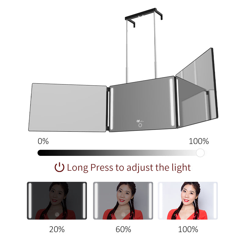 3 Way 360 Mirror - Smart LED Lighted Makeup Mirror with Trifold Design