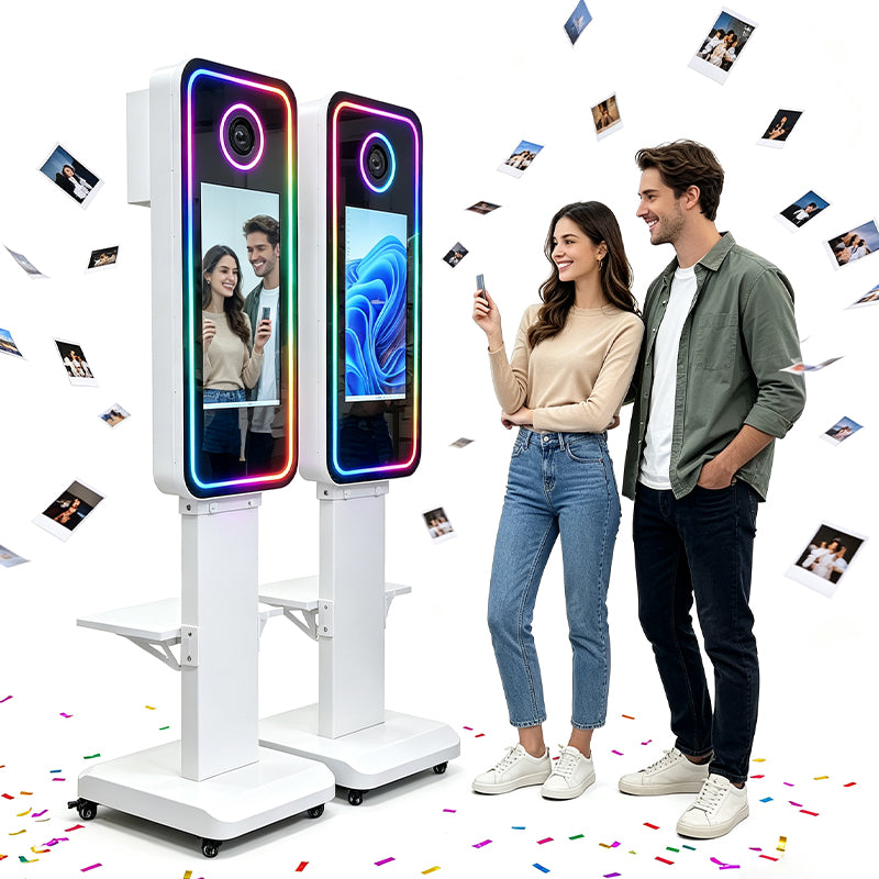 40 Inch Magic Mirror Photo Booth | Floor Standing Touchscreen Mirror Photo Booth for Wedding, Party & Event Rental Business
