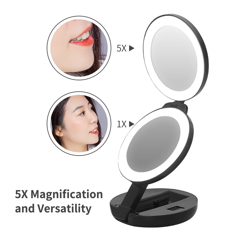 Flexible mirror LED Mirror With Stretchable Stand 1X/10X Magnifying Mirror