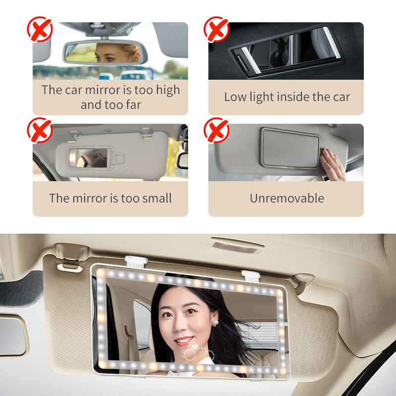 Best-selling Car Sunshade Board Makeup Mirror with LED Light Touch Makeup Three-color Car Beauty Mirror