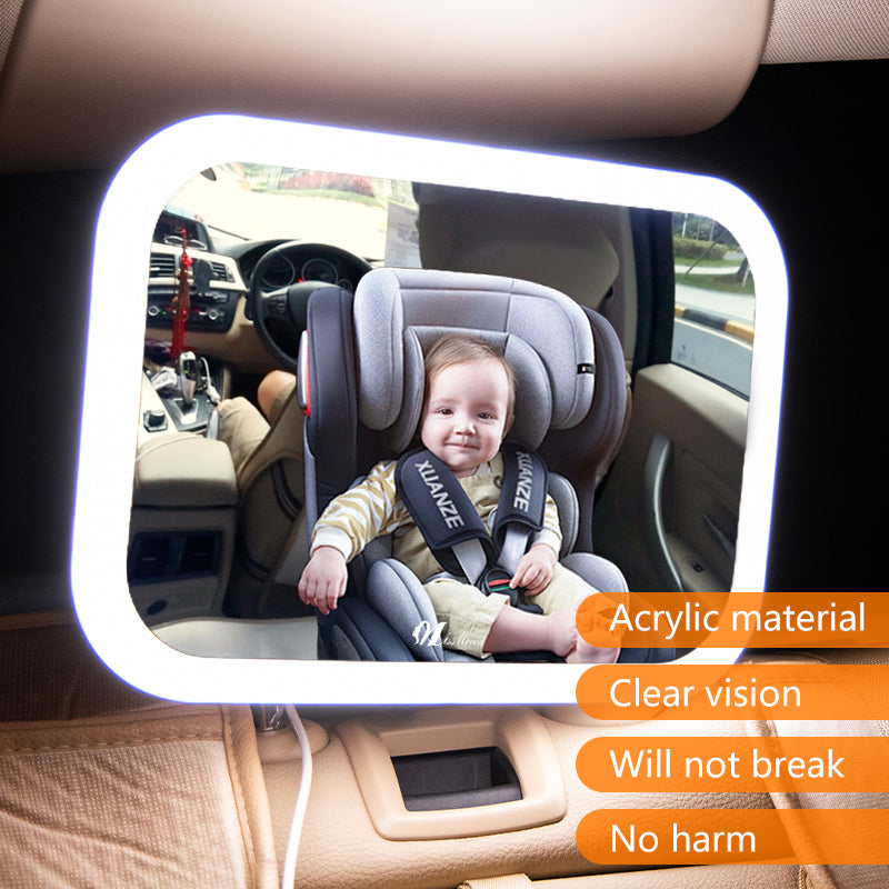 360 degree panoramic acrylic convex mirror with remote control mirror LED baby car mirror