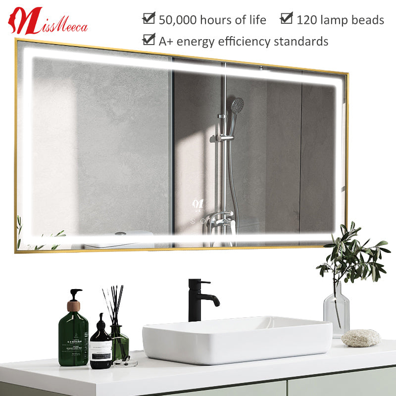 Smart Touch Screen Defogging Mirror Wallmount Led Light Bathroom Mirror