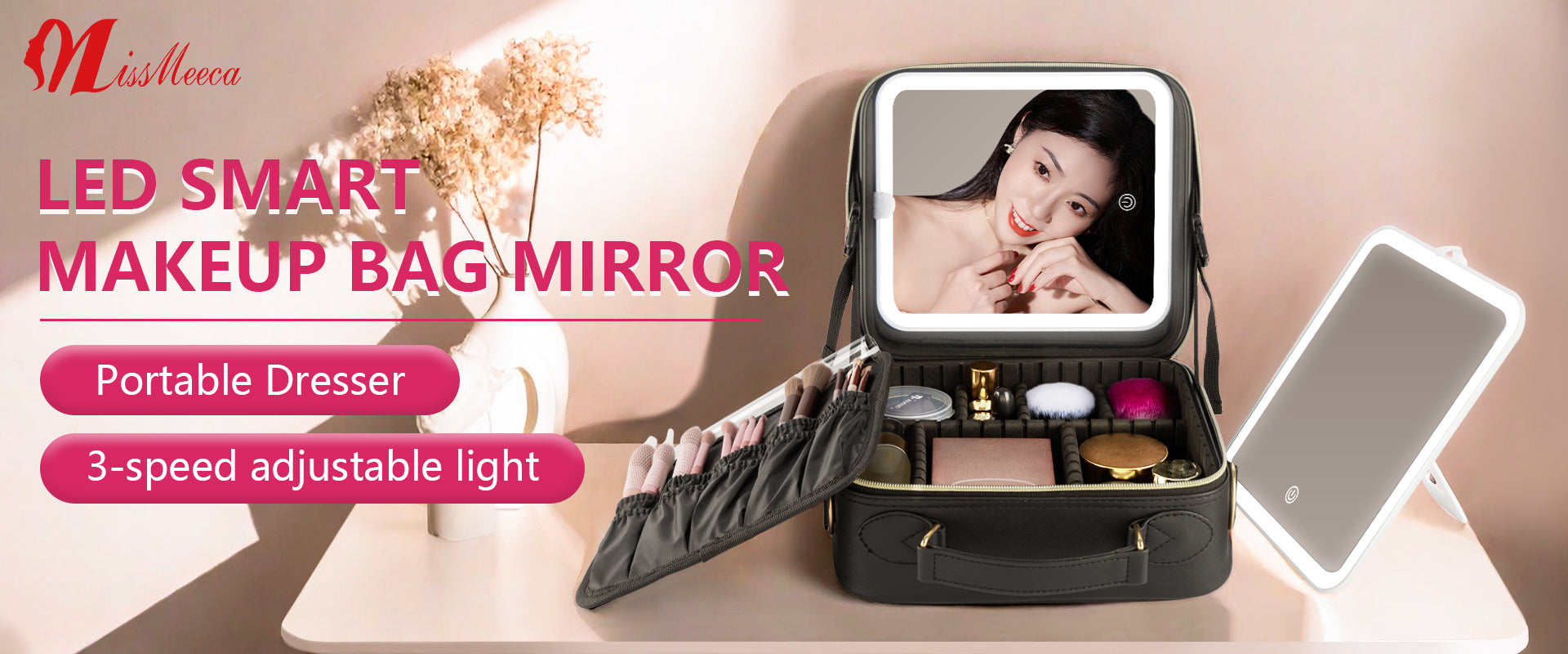 End the clutter and transform your routine. This isn't just storage—it's your organized beauty command center. The case smartly integrates a large, LED-lit mirror offering three adjustable color temperatures (white, warm, mix) at a touch to match any setting. Around it, customizable compartments and trays securely hold every item in its place. Finally, a single case that neatly stores all your products and provides the perfect illuminated mirror to use them. It’s the streamlined, space-saving solution for a