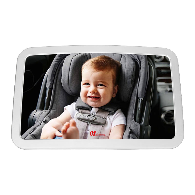 Baby Car Mirror Showing Clear Reflection Of Happy Baby In Car Seat