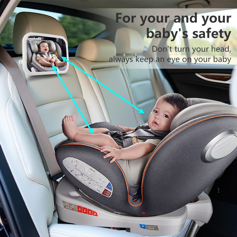 Baby Car Mirror For Safety, Showing Rear-Facing Infant In Car Seat