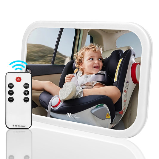 Baby Car Mirror With Remote Control, Showing Child In Car Seat