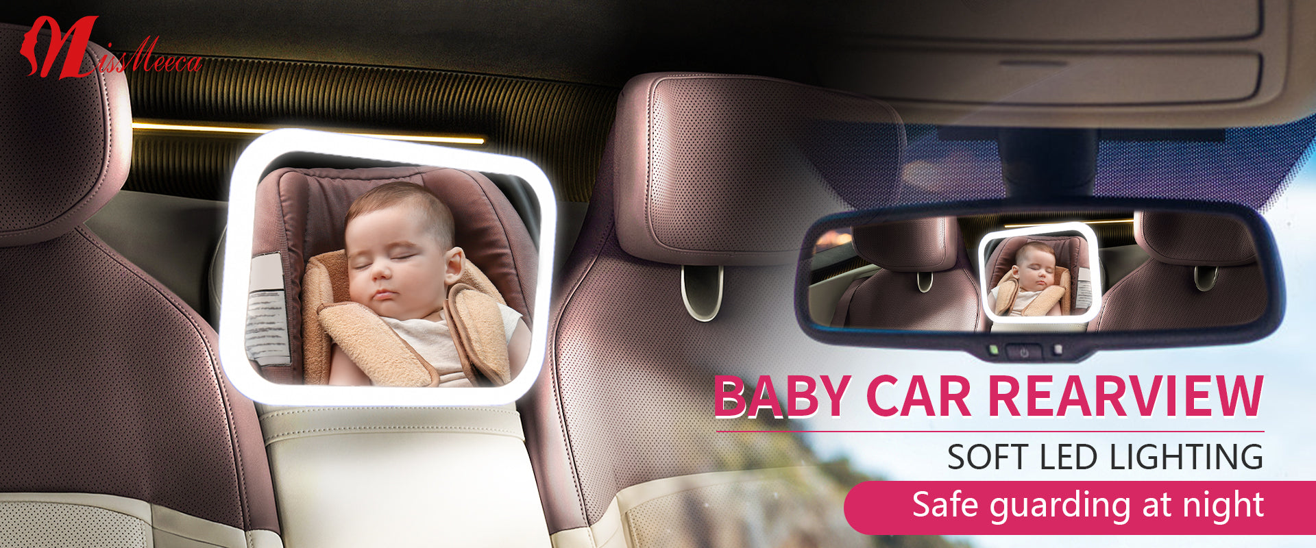 Drive with confidence and keep your eyes on what matters most. This innovative headrest-mounted mirror allows you to safely monitor your baby in the rear seat through your car’s rearview mirror, eliminating the need to turn around and take your eyes off the road. It features a gentle LED light with touch-activated white, warm, and mixed color modes, providing clear visibility of your child day or night. Secure, adjustable, and peace of mind on every journey.