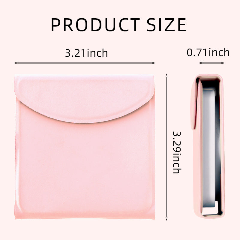 Bi-fold Leather Mirror Product Size, Folded 3.29"x3.21"x0.71" Dimensions