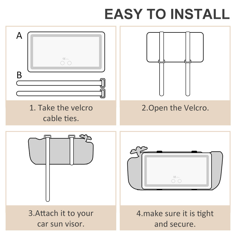 Car Mirror Installation Instructions Attach To Sun Visor Easy Steps Chart
