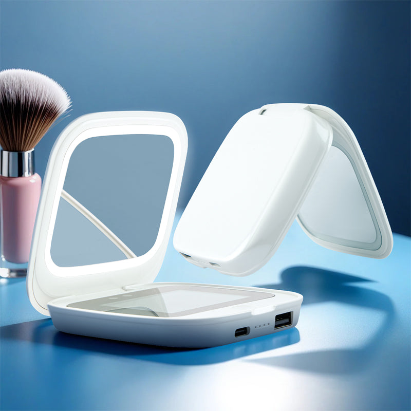 Foldable Smart Makeup Mirror with Built-in Charging Port
