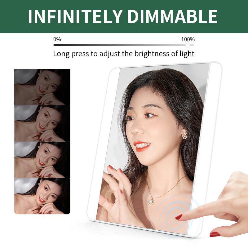 Infinitely Dimmable LED Makeup Mirror, Long Press Brightness Adjustment