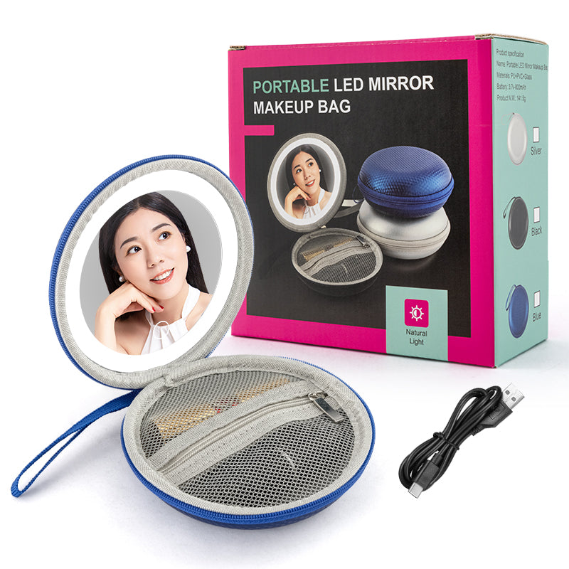LED makeup mirror bag-size 13cm-weight 14.3g-travel friendly