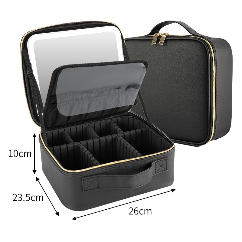 Makeup Bag Size Diagram 23.5cm Width 10cm Height with LED Mirror