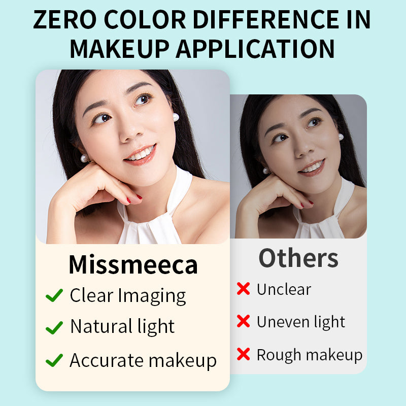 makeup mirror comparison - zero color difference - Missmeeca advantages - clear accurate natural