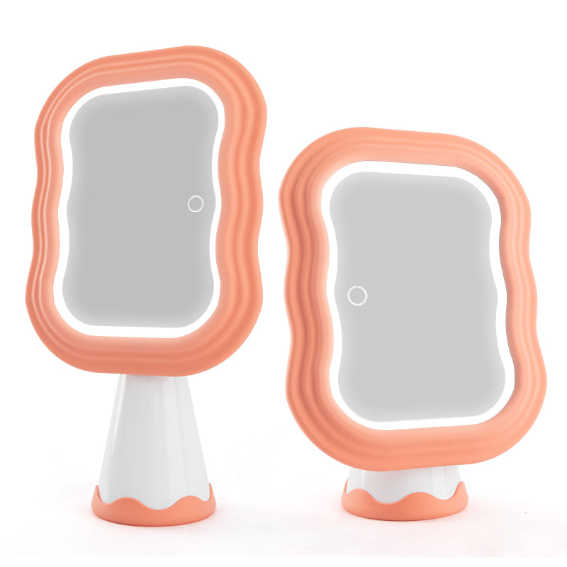 Orange Wavy LED Makeup Mirror, Desktop Stand Design