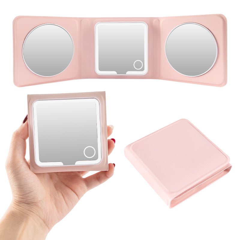Rechargeable Travel Vanity Mirror With Adjustable Brightness And Built-in Battery