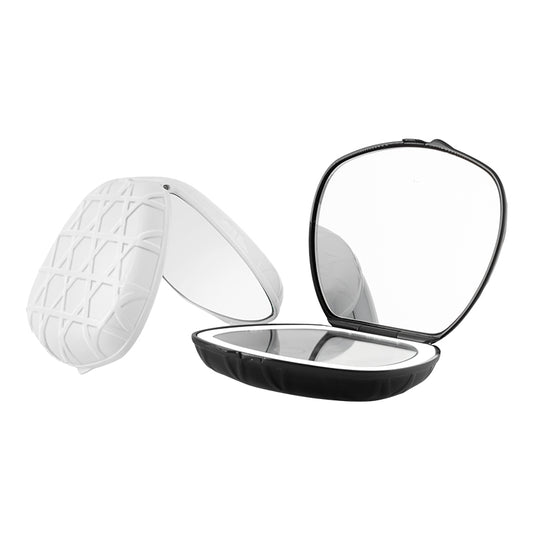 Portable Foldable Makeup Mirror, White And Black Compact Design