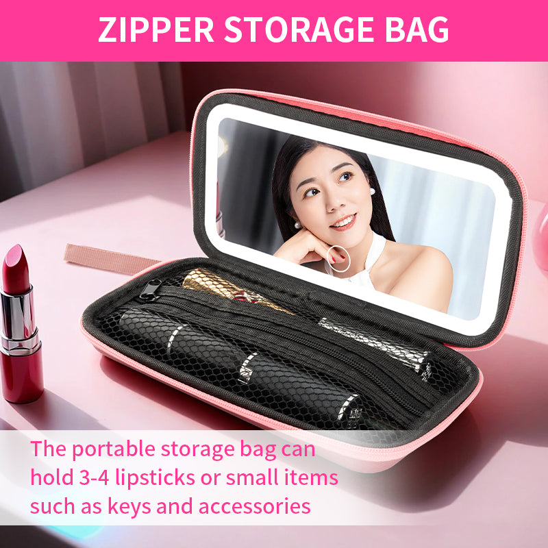 Portable Makeup Mirror Storage Bag Holds Lipsticks Small Items