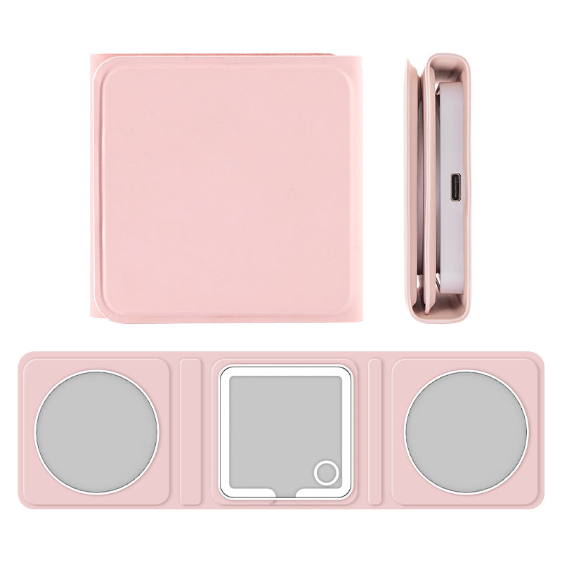 Foldable LED Vanity Mirror With Multiple Angles Including Side Charging Port