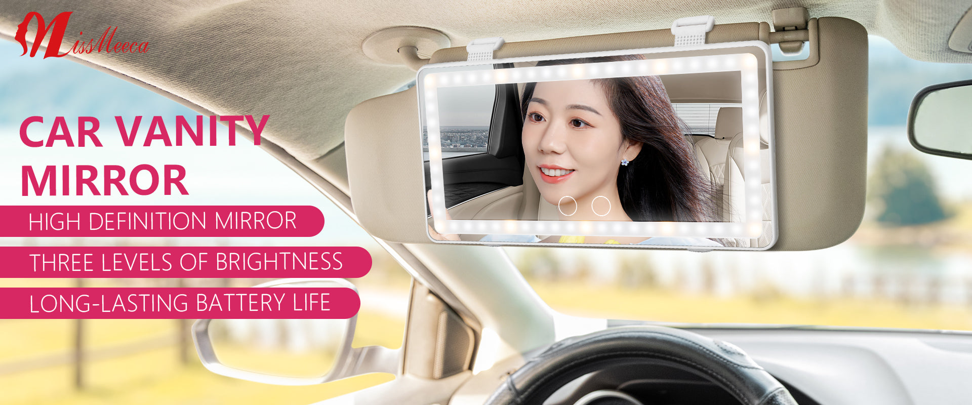 Never struggle with dim, tiny car mirrors again. This professional-grade LED mirror clips securely onto your sun visor, instantly transforming your vehicle into a personal beauty lounge. It features a large, clear reflective surface and, most importantly, a built-in LED light with touch-sensitive control to cycle through white, warm, and natural mixed light. This ensures you have perfectly balanced, glare-free illumination for precise makeup application, quick lipstick touch-ups, or checking your look, day 