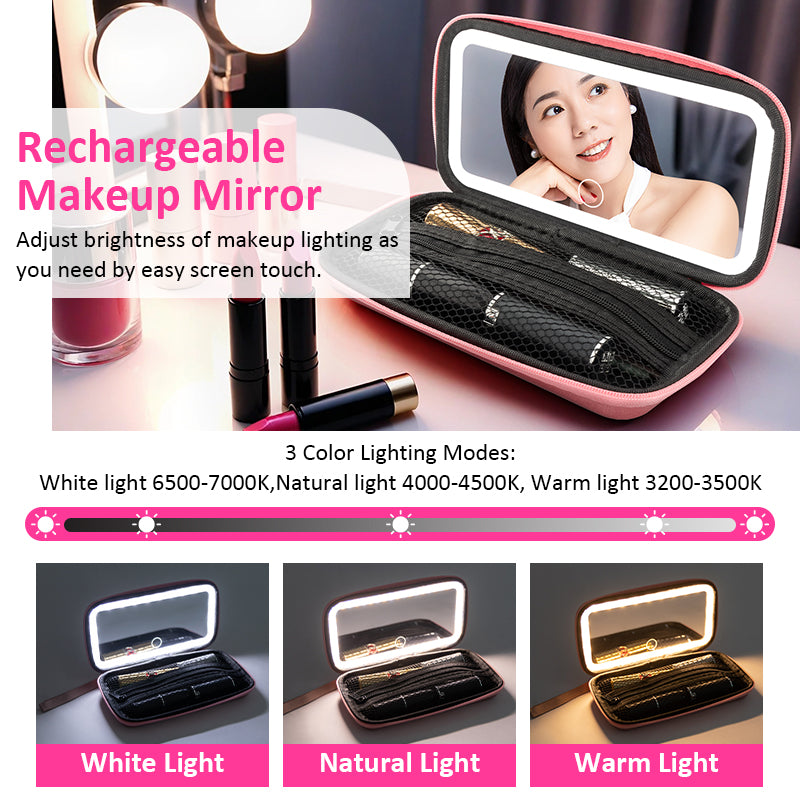 Rechargeable Makeup Mirror 3 Color Modes White Natural Warm Light