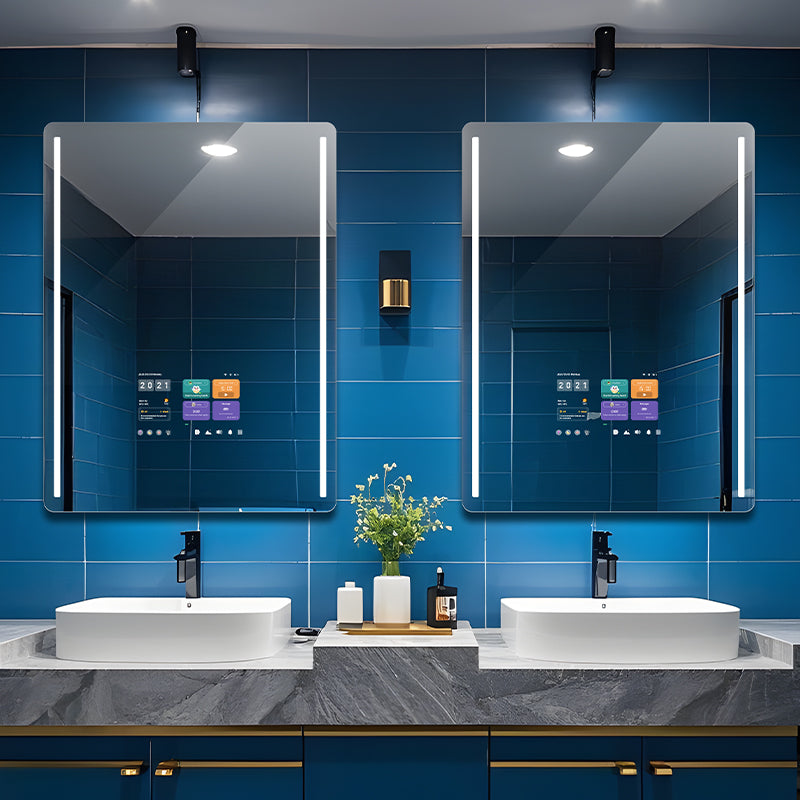 S6080 Smart Bathroom Mirror - Front view with screen display