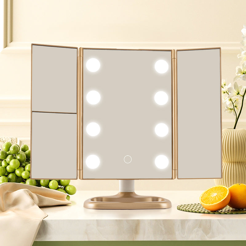 Miroir Espejo Led Touch Con Luz De Maquillaje 3 Way Trifold Mirrors Magnifying