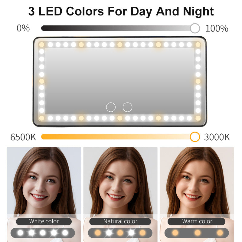 In-Stock USA Warehouse Fast Shipping 3-Color Adjustable Brightness LED Vanity Mirror Rearview With Lights