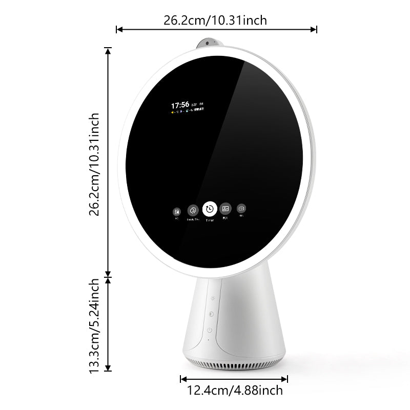 Smart Makeup Mirror With 10.31inch Diameter And 5.24inch Base Height