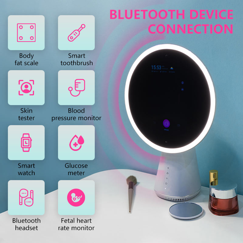 Smart Mirror Bluetooth Connectable Devices Display