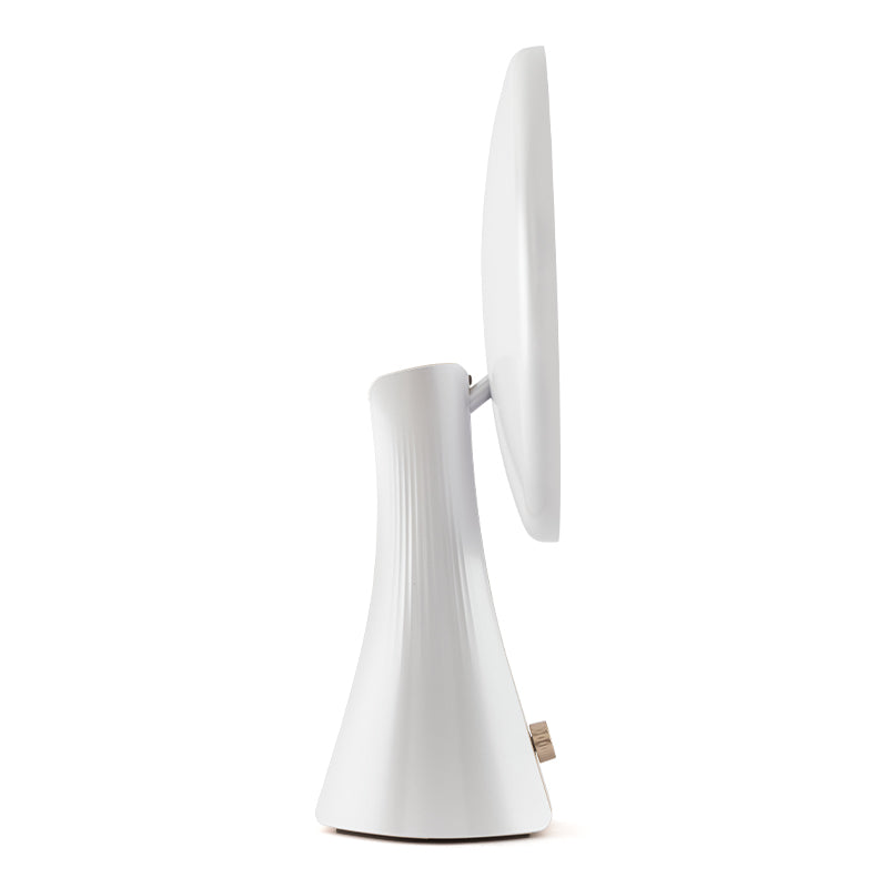Smart magic mirror side view showing slim profile and adjustable stand