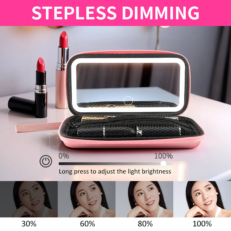 Portable Makeup Mirror Stepless Dimming 30%-100% Brightness