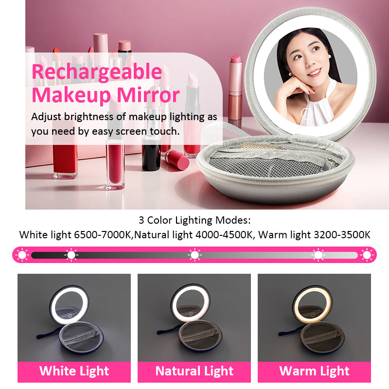 LED mirror with 3 lighting modes-white natural warm-6500K to 3200K