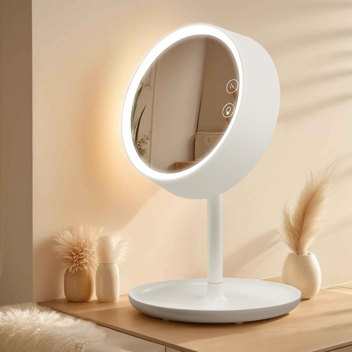 Plastic Desk Stand Portable Cosmetic Smart Touch Sensor Table Lamp Mirror Desktop Mirror