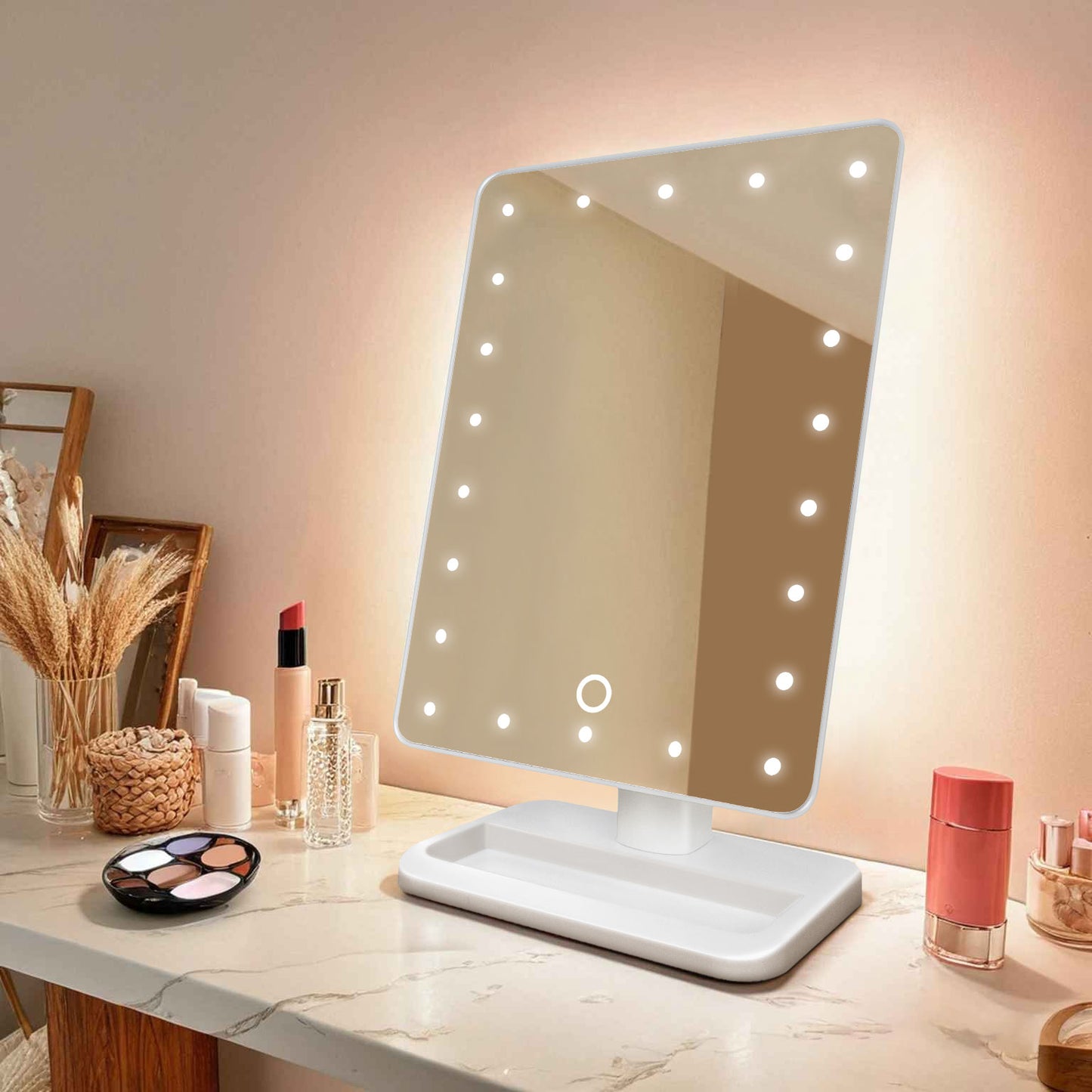 180 Degree Rotation Smart Sensor Switch Portable Tabletop Vanity Mirror