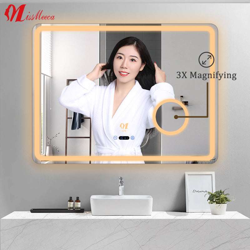 Modern decor wall led bathroom mirror with light smart  3 time manifying mirror manufacturer