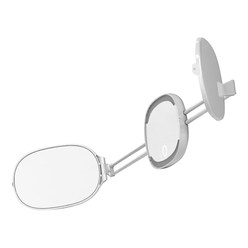 White Telescopic Tri-Fold Makeup Mirror with LED Touch Light
