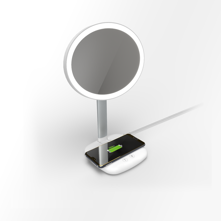 Lamp lights mirror with wireless charging