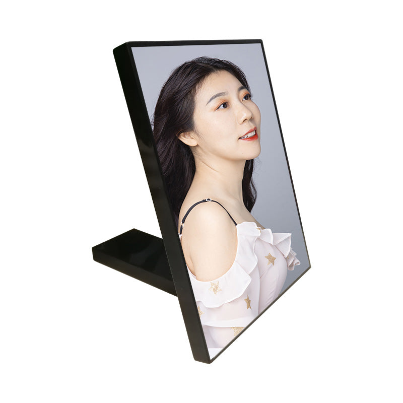 Handheld Square  Black Makeup Mirror With A Handle Stand On The Desk