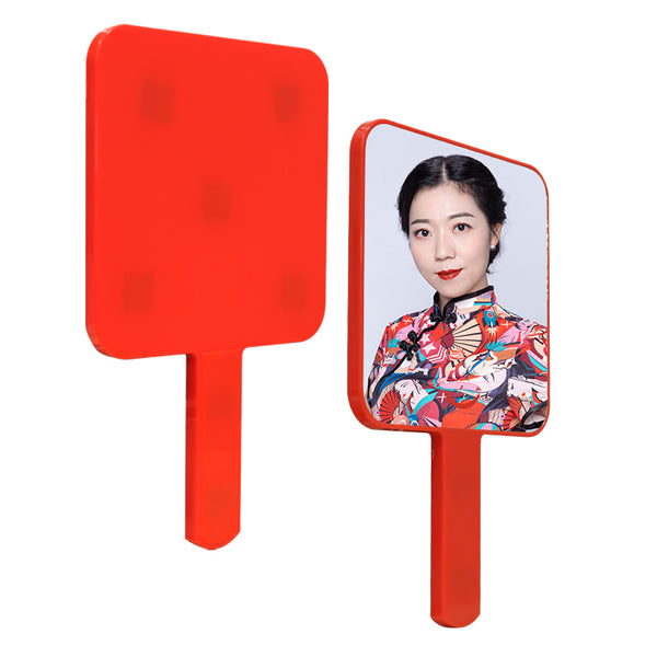 Red  Color Square Big Size Make UP Mirror With Handle OEM/ODM accepted