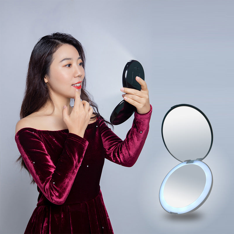 Handheld Vanity Mirror 1X/2X Magnification Double Side Folding Mirror