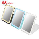 Grid Surface Make Up Mirror Beauty Pattern Smart Sensor Switch Square Shape Foldable Stand On the Table For Girls Gifts