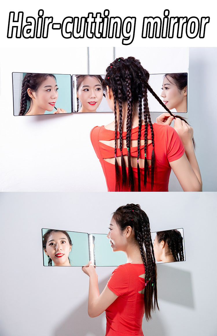 3 way 360 degree Self Hair Cutting Mirror with LED Light Make You Shaving and Cutting Hair at Home