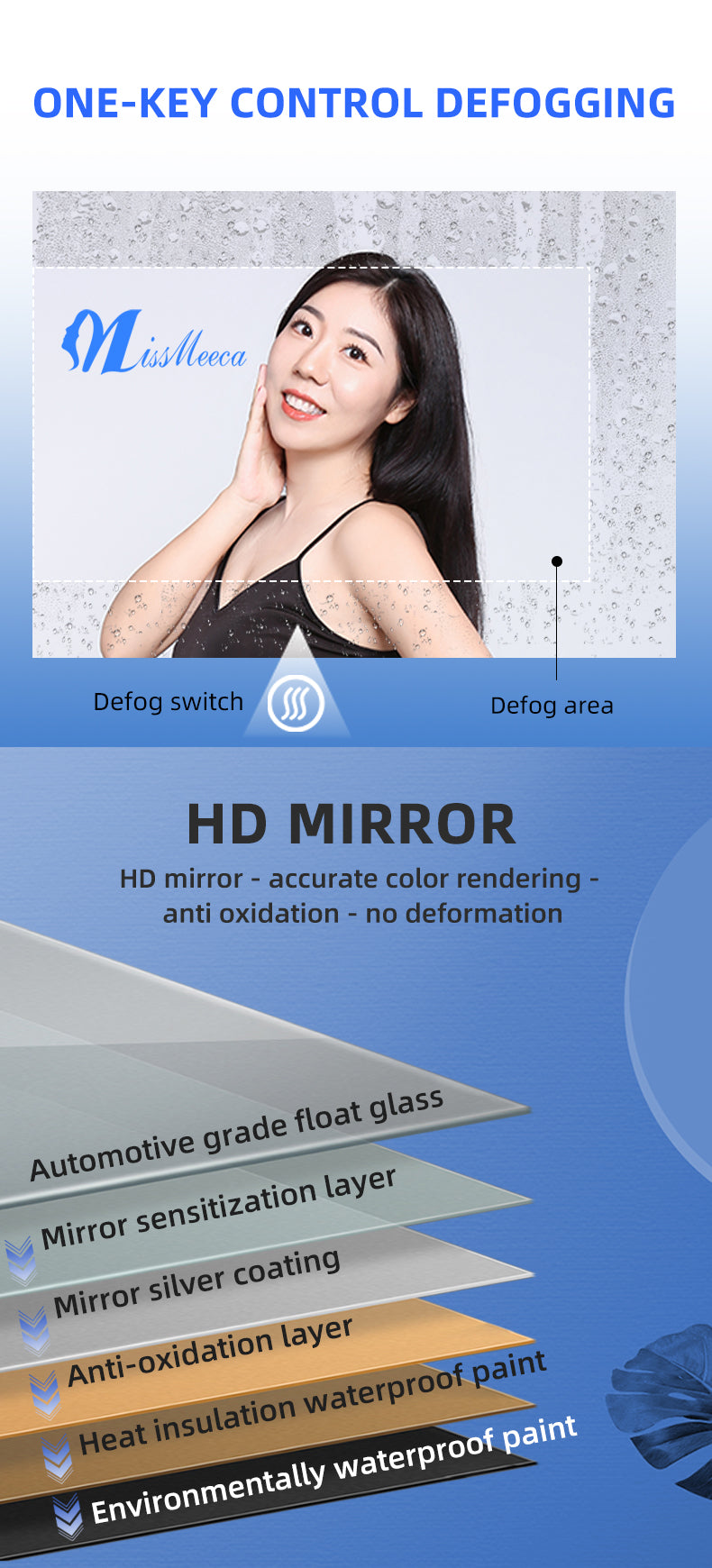 LED Mirror for Bathroom Lighted Vanity Mirrors Adjustable 3 Color Dimmable Vanity Mirror with Lights Anti-Fog Touch Control Wall