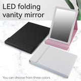 PU  Leather Mirror With 3 Color Lights Adjustable Brightness Desktop Make Up Mirror