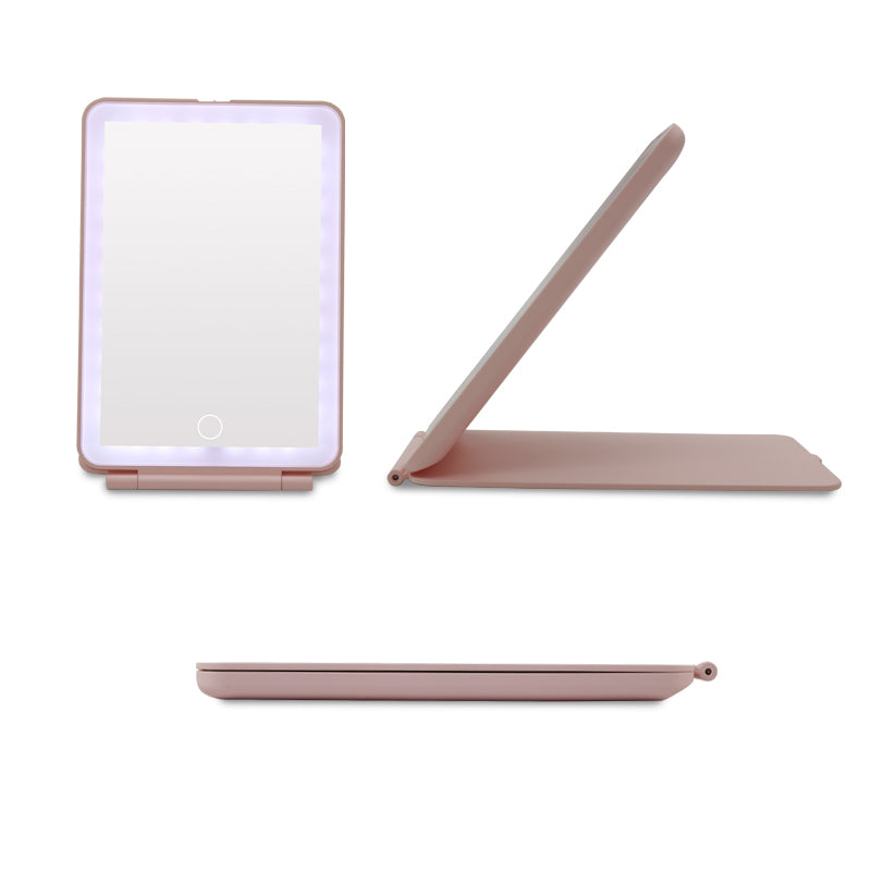 2022 Best Selling Foldable Make Up Mirror With LED Light Strip Desktop 3 Color Light Mirror Smart Sensor Switch Vanity Mirror